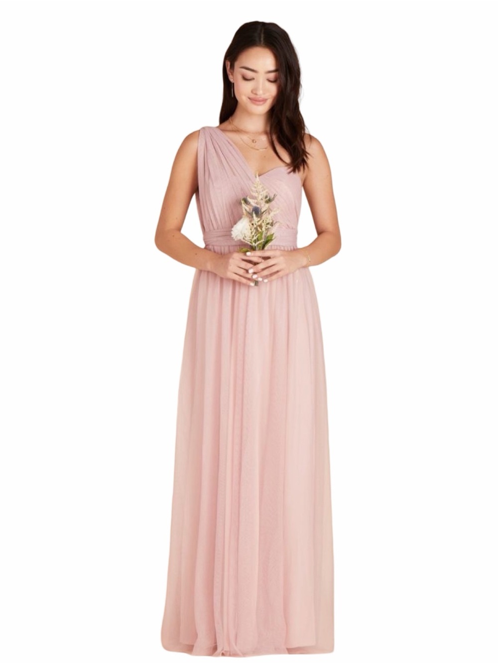 Blush Pink Convertible Tulle & Chiffon Maxi Dress